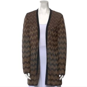 Missoni Brown and Black Metallic Chevron Cardigan Size Small